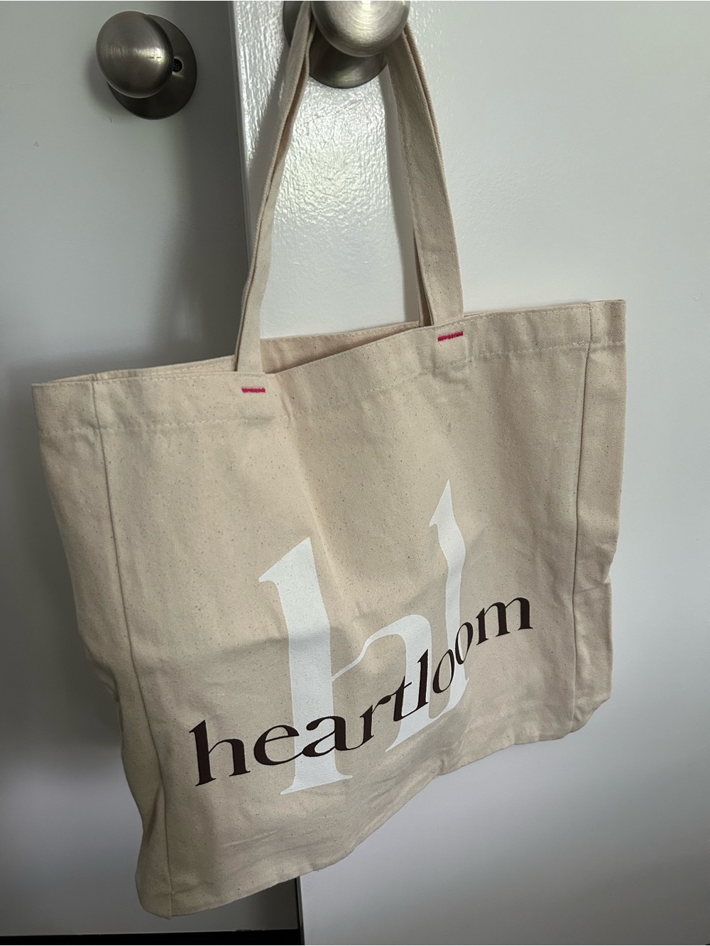 NEW! Heartloom Natural Canvas casual Tote with White & Black Logo💜💕